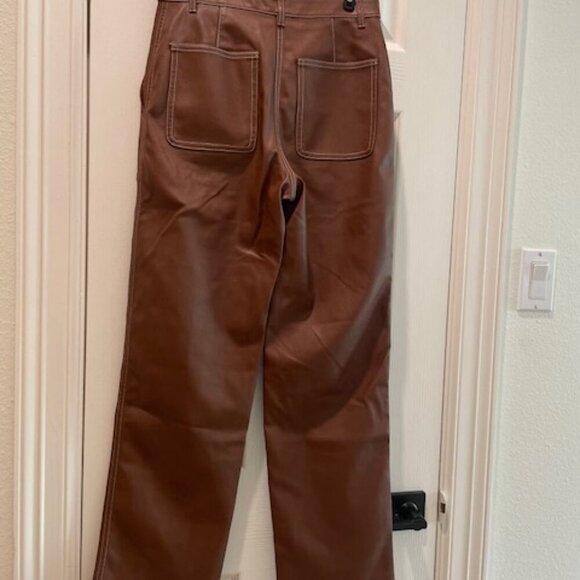 Aritzia Wilfred Brown Vegan Leather Pants Size 2 - Picture 2 of 5